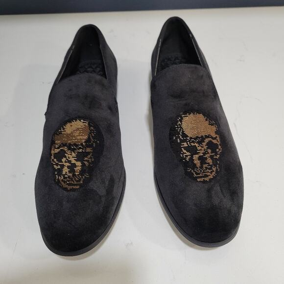 INC International Concepts Nova Velvet Loafer Slipper Shoes Skull Embellished main image 6
